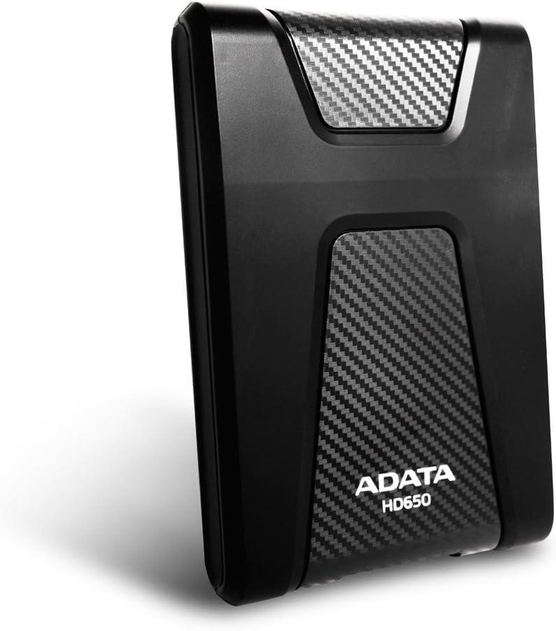 ADATA HD650 1TB Rugged External Hard Drive - USB 3.2 Gen 1 - Triple-Layer Shock-Resistant Portable HDD with Carbon Fiber Texture