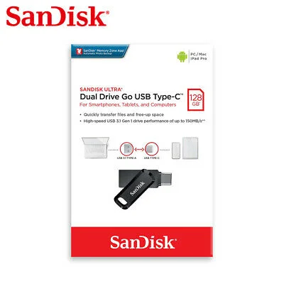 SanDisk Ultra Dual Drive Go 128GB USB Type-C Flash Drive - High-Speed USB 3.1 Gen 1 OTG Pen Drive - 150MB/s Swivel Dual Connector for Android Phones, Tablets & Laptops