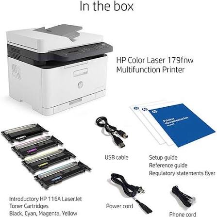 HP Color Laser MFP 179fnw 4-in-1 Printer - Print, Copy, Scan, Fax, ADF & Wi-Fi