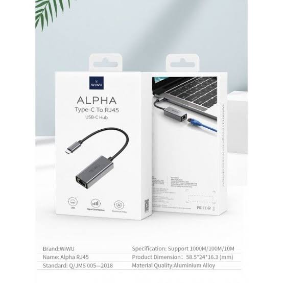 WiWU Type-C to RJ45 Gigabit Ethernet Adapter - High-Speed 1000Mbps LAN Converter