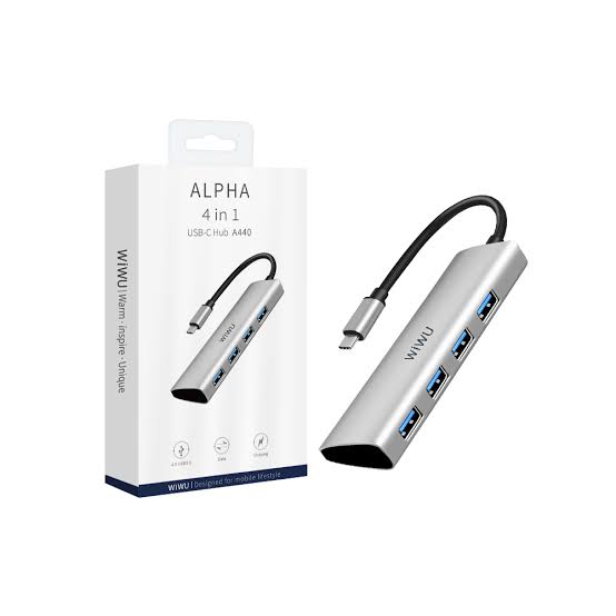 WiWU Alpha 440 Type-C to 4x USB 3.0 Hub - Ultra-Slim High-Speed 4-Port Expansion Adapter