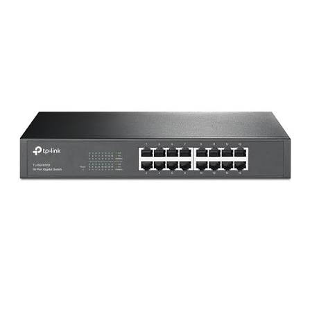 TP-Link TL-SG1016D 16-Port Gigabit Desktop/Rackmount Switch - 10/100/1000Mbps Plug & Play Steel Case